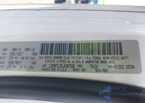 2018 Ram 1500 Slt 4X4 5'7 Box z USA, uszkodzony, nr VIN 1C6RR7LG5JS307532